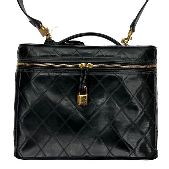 CHANEL Black Matelasse Quilted Vanity Handbag - Picture 1 of 9